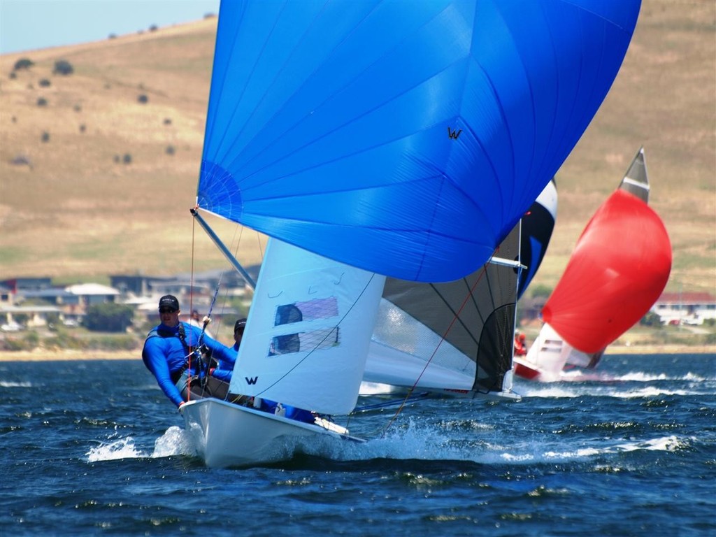 Tasmania’s One Hump or Two leads the fleet. - 67th Australian Sharpie Championship Hobart © Jane Austin